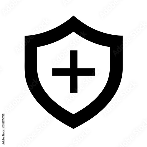Vector of a shield with cross symbol
