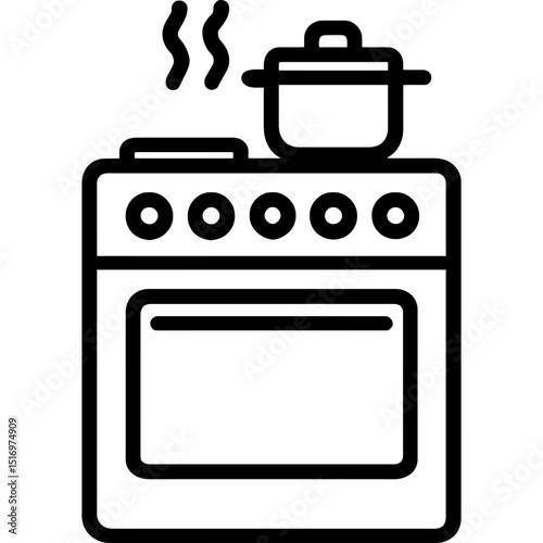Minimalist stove icon with burners and dials