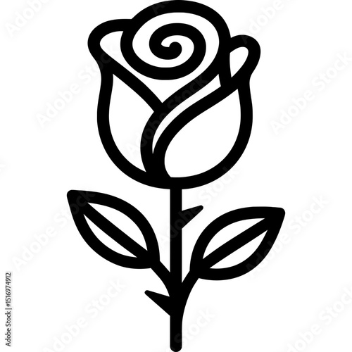 Minimalist rose bloom outline icon