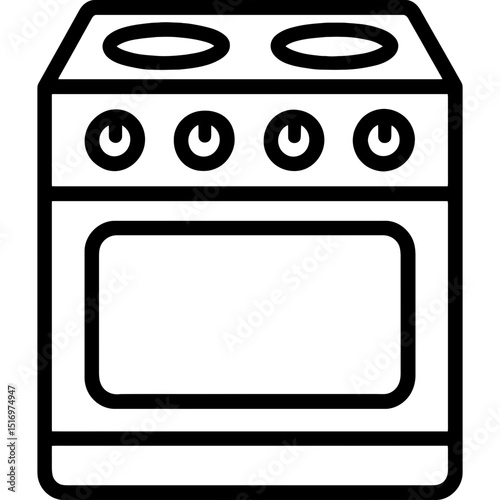 Vector outline icon of stove with burners