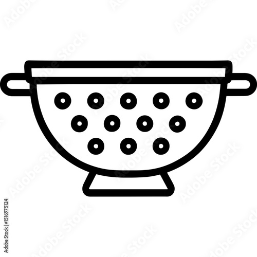Minimalist colander icon with drainage holes
