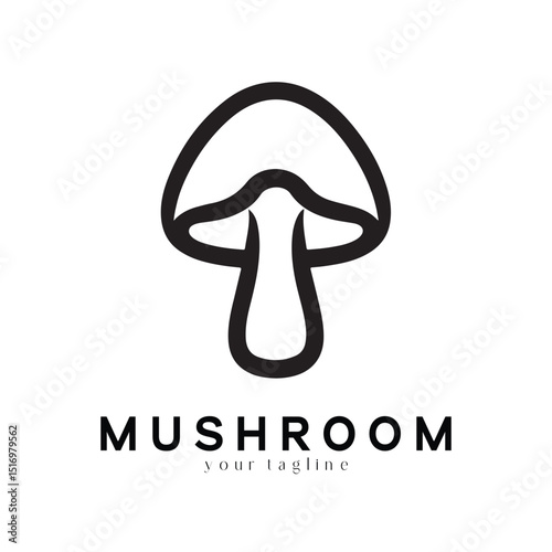 Minimal Mushroom Logo Design – Vector Silhouette Style for Modern Branding Use
