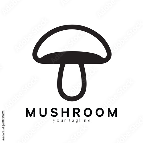 Minimal Mushroom Logo Design – Vector Silhouette Style for Modern Branding Use
