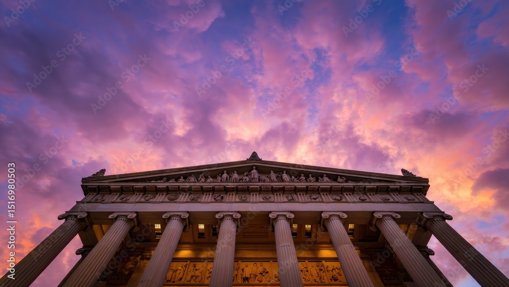 Fototapeta premium The parthenon in Nashville Tennessee at sunset with colorful sky