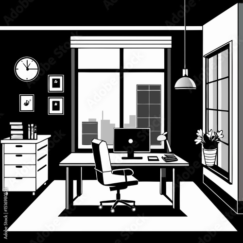 interior design of living room Vector icon illustration silhouette Graphics design image white background