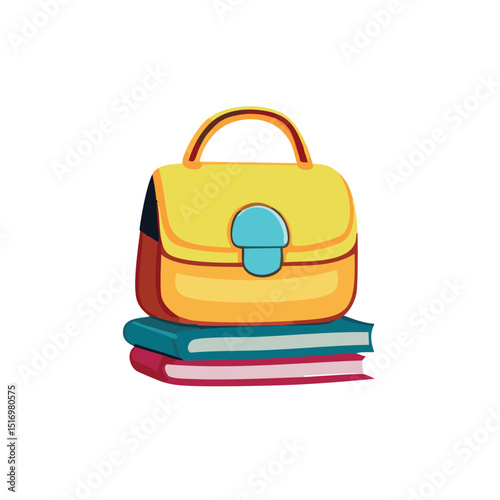 blue bag with a red ribbon