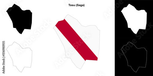 Tosu (Saga) outline map set