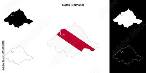 Gotsu (Shimane) outline map set