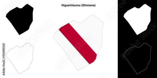 Higashiizumo (Shimane) outline map set