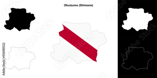 Okuizumo (Shimane) outline map set