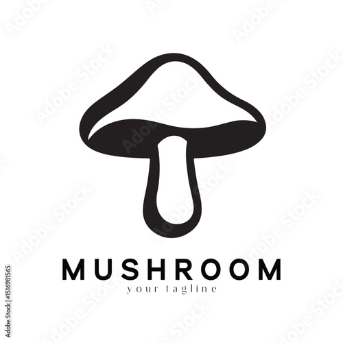 Minimal Mushroom Logo Design – Vector Silhouette Style for Modern Branding Use
