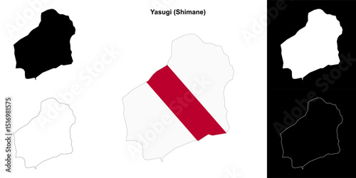 Yasugi (Shimane) outline map set