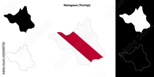 Nakagawa (Tochigi) outline map set