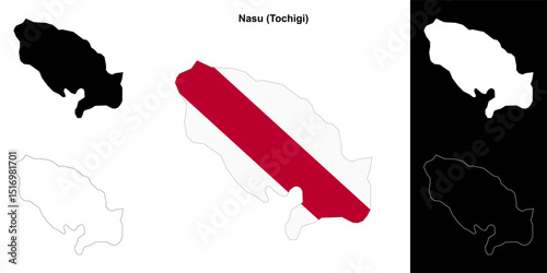 Nasu (Tochigi) outline map set photo