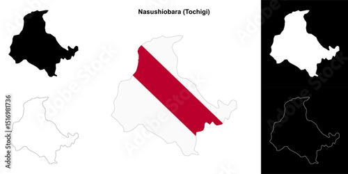 Nasushiobara (Tochigi) outline map set