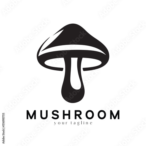 Minimal Mushroom Logo Design – Vector Silhouette Style for Modern Branding Use
