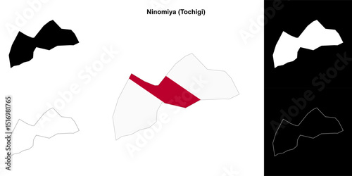 Ninomiya (Tochigi) outline map set