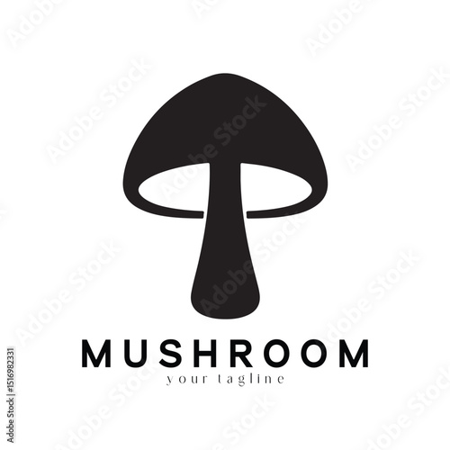 Minimal Mushroom Logo Design – Vector Silhouette Style for Modern Branding Use
