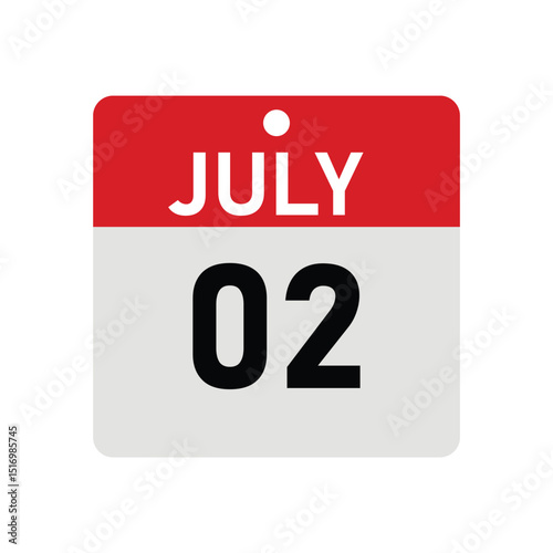 July 2 Calendar Icon Vector – Diary Reminder Design Template Illustration