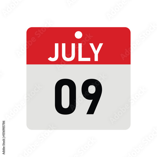 July 9 Calendar Icon Vector – Diary Reminder Design Template Illustration	