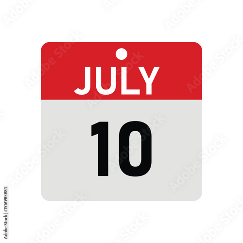 July 10 Calendar Icon Vector – Diary Reminder Design Template Illustration