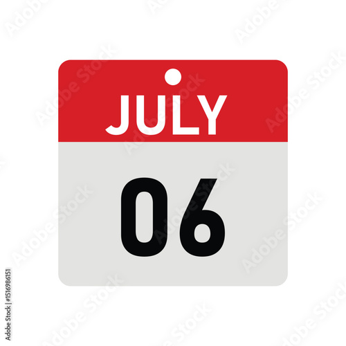 July 6 Calendar Icon Vector – Diary Reminder Design Template Illustration	