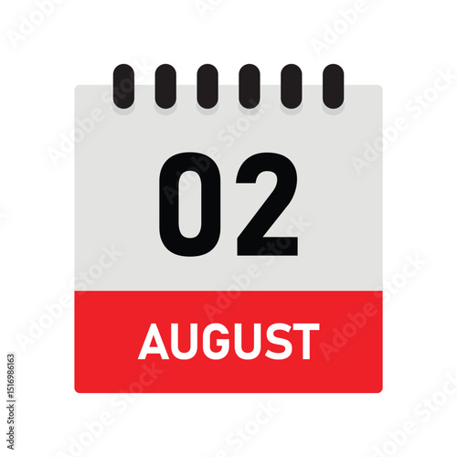 August 2 Reminder Calendar Icon – Dairy Design Vector Template for Planners