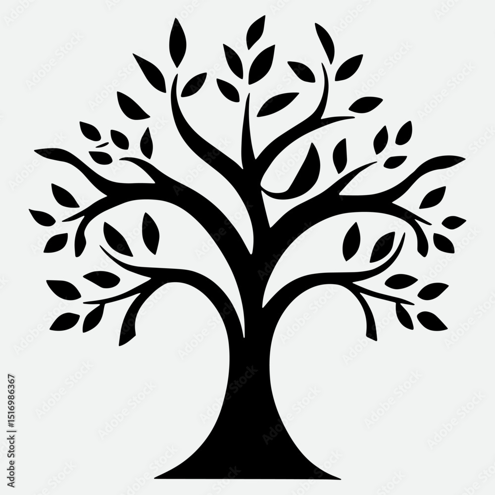 Obraz premium Elegant vector tree silhouette with floral leaf nature design