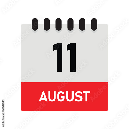 August 11 Reminder Calendar Icon – Dairy Design Vector Template for Planners