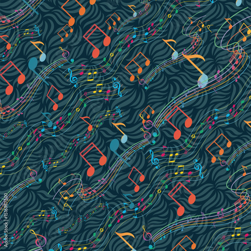 Colorful music note seamless pattern design 