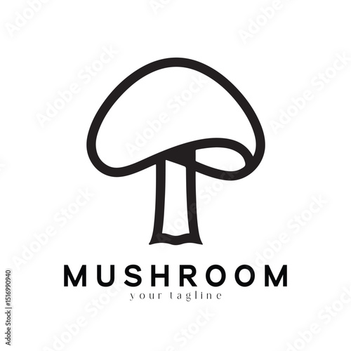 Minimal Mushroom Logo Design – Vector Silhouette Style for Modern Branding Use
