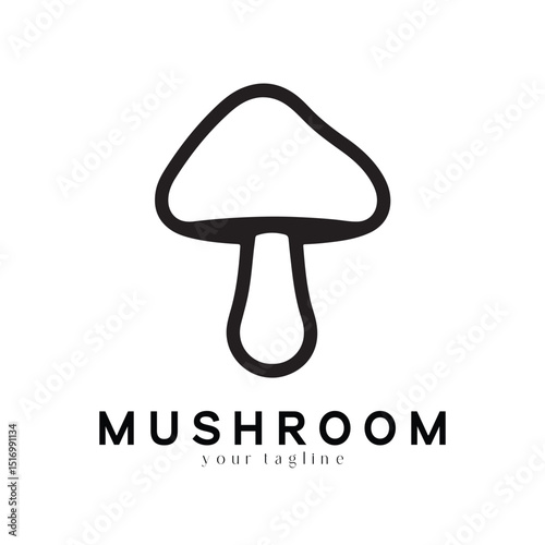 Minimal Mushroom Logo Design – Vector Silhouette Style for Modern Branding Use
