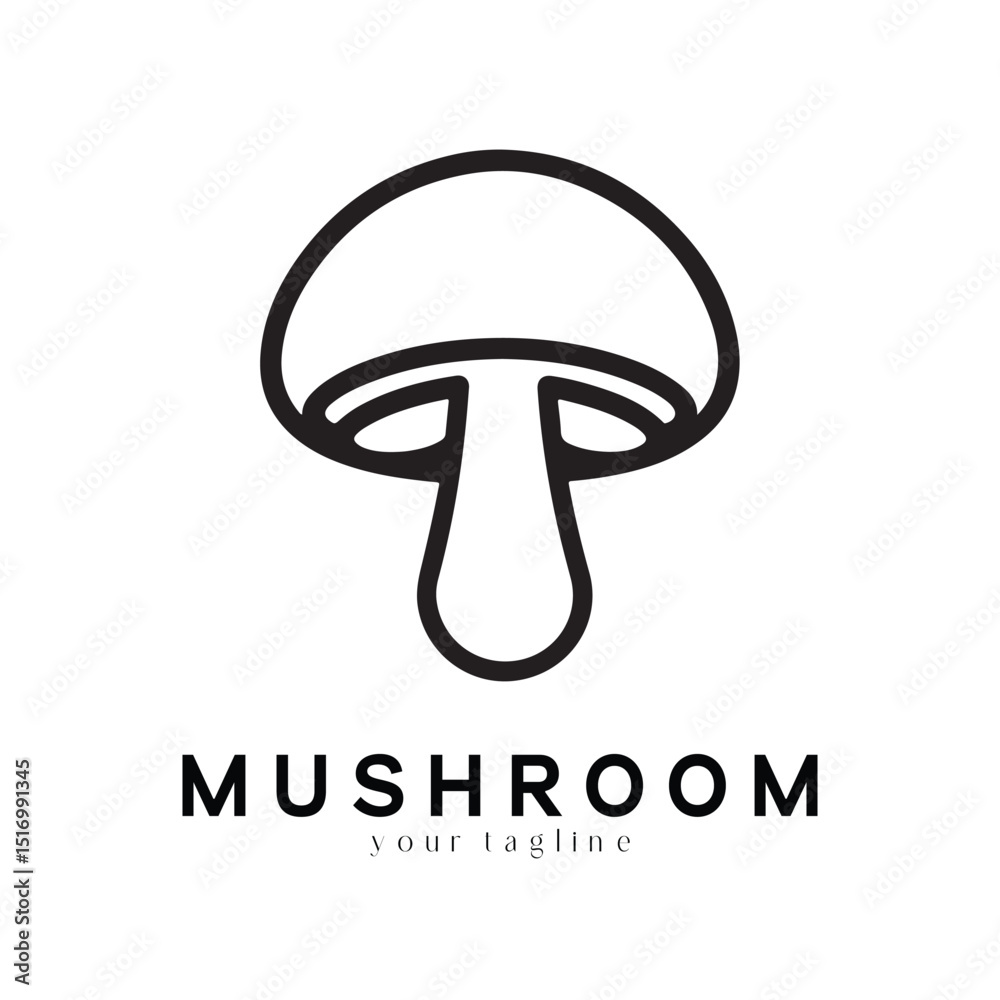 Obraz premium Minimal Mushroom Logo Design – Vector Silhouette Style for Modern Branding Use 