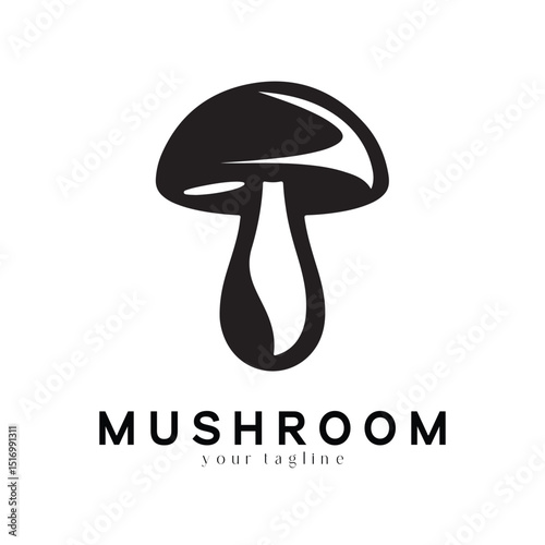 Minimal Mushroom Logo Design – Vector Silhouette Style for Modern Branding Use
