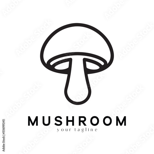 Minimal Mushroom Logo Design – Vector Silhouette Style for Modern Branding Use
