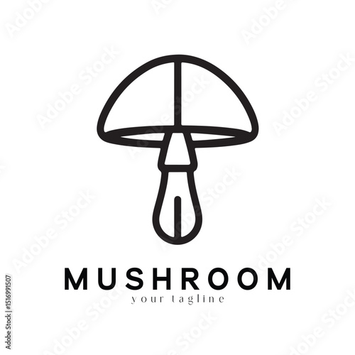 Minimal Mushroom Logo Design – Vector Silhouette Style for Modern Branding Use
