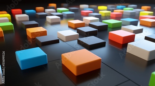 Colorful square pattern on a dark surface