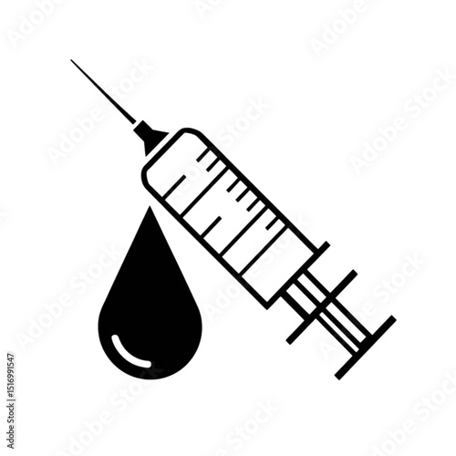 Syringe with Drop Icon – Medical Injection Vector Symbol