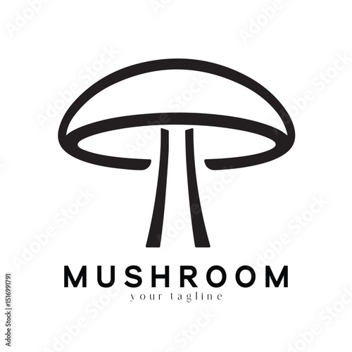 Minimal Mushroom Logo Design – Vector Silhouette Style for Modern Branding Use
