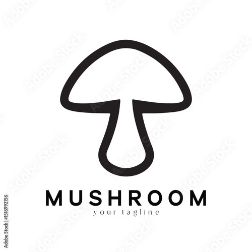 Minimal Mushroom Logo Design – Vector Silhouette Style for Modern Branding Use
