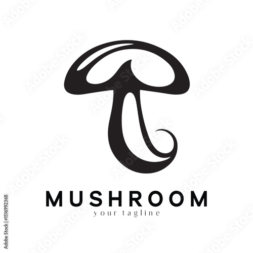 Minimal Mushroom Logo Design – Vector Silhouette Style for Modern Branding Use
