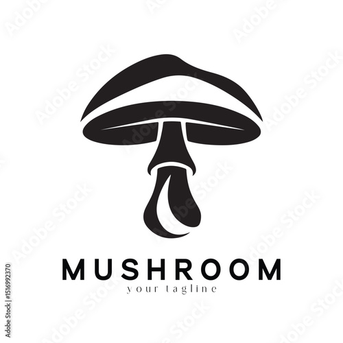 Minimal Mushroom Logo Design – Vector Silhouette Style for Modern Branding Use
