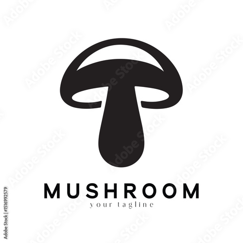 Minimal Mushroom Logo Design – Vector Silhouette Style for Modern Branding Use
