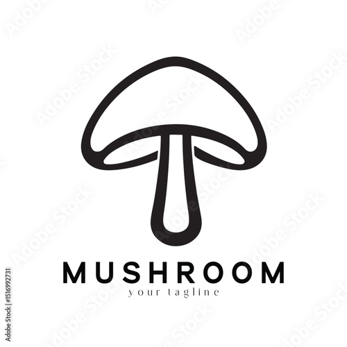 Minimal Mushroom Logo Design – Vector Silhouette Style for Modern Branding Use
