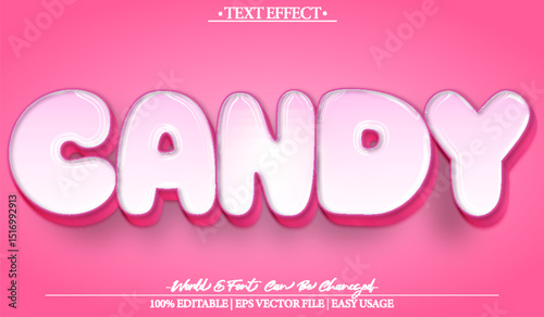  Candy Sweet Cute Colorful Yummy Pink Vector Text Effect Editable Alphabet