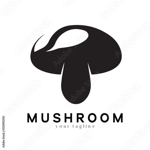 Minimal Mushroom Logo Design – Vector Silhouette Style for Modern Branding Use
