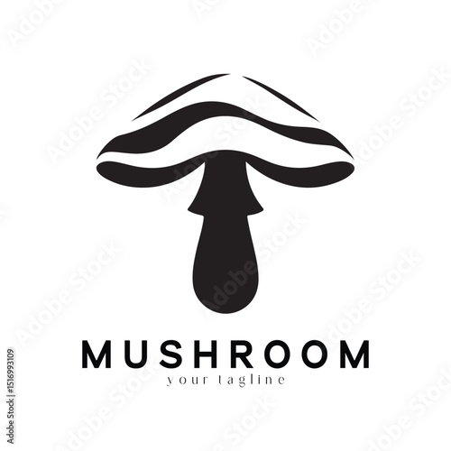 Minimal Mushroom Logo Design – Vector Silhouette Style for Modern Branding Use
