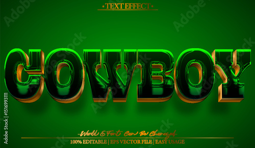  Cowboy Texas Western Ranch Wild West Yellow  Vector Text Effect Editable Alphabet