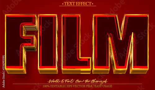  Film Cinema Theater Movie Drama Red Vector Text Effect Editable Alphabet