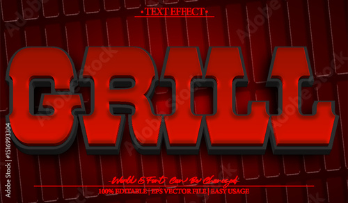  Grill Barbecue Flame Smoke Tasty Red Vector Text Effect Editable Alphabet